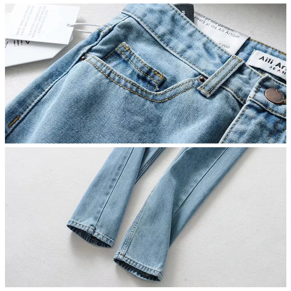 

Spring Autumn Winter Cotton Vintage Loose Straight Leg Jeans High Waist Jeans Boyfriend Jeans for Women