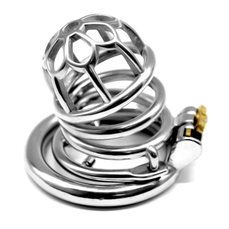 

Stainless Steel Male Chastity Device Cock Cage Penis Ring Metal Lock Belt Urethral Catheter Barbed Ring Sex Toys for Men CC207