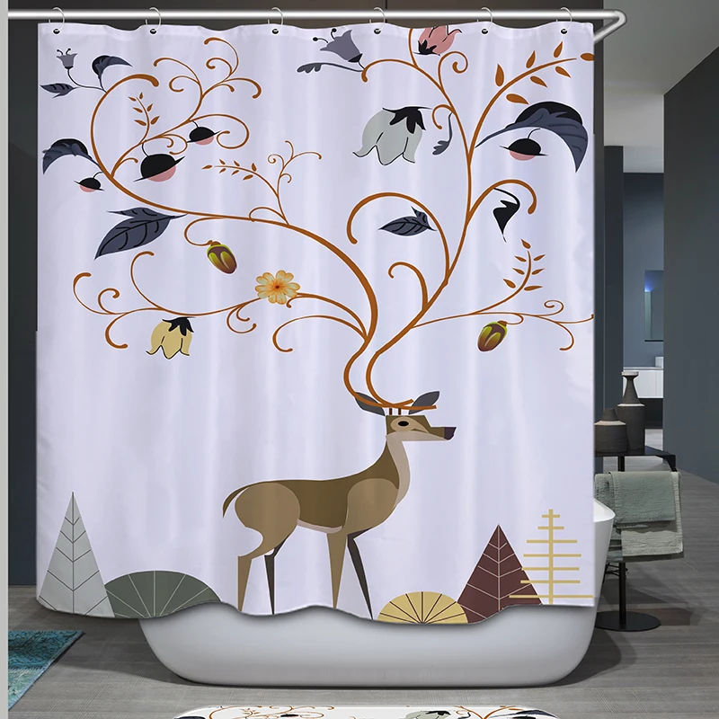 

Deer Moon Bathroom Curtain Waterproof Curtain Bathroom Decor Curtain Shower