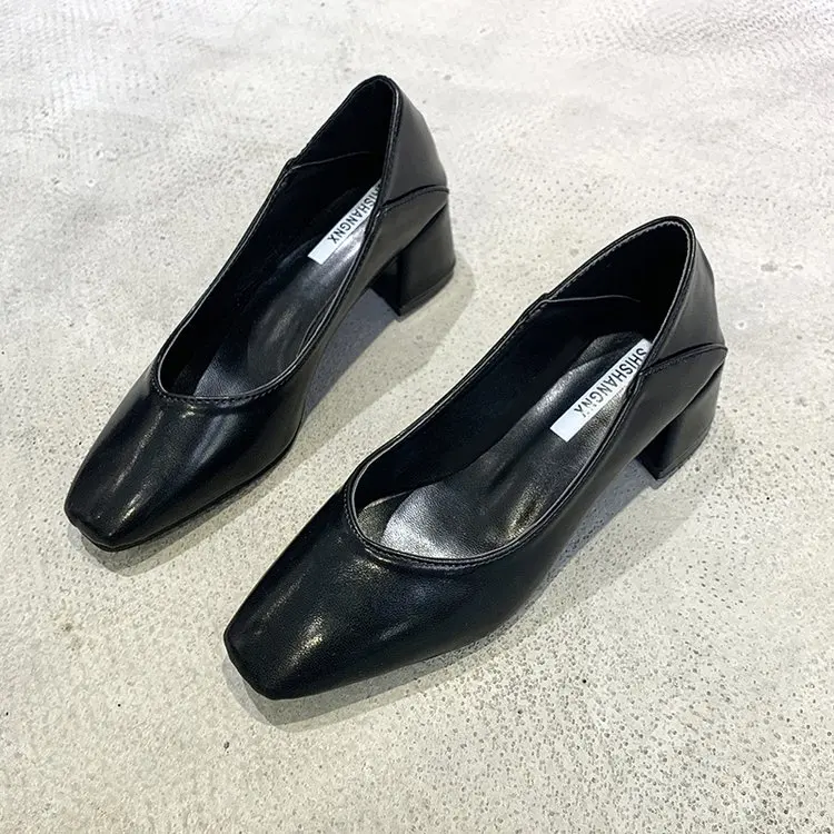 FeiYiTu/ г., весенние туфли-лодочки на высоком каблуке в стиле ретро туфли из лакированной кожи с квадратным носком без застежки Женская пикантная обувь, chaussure femme