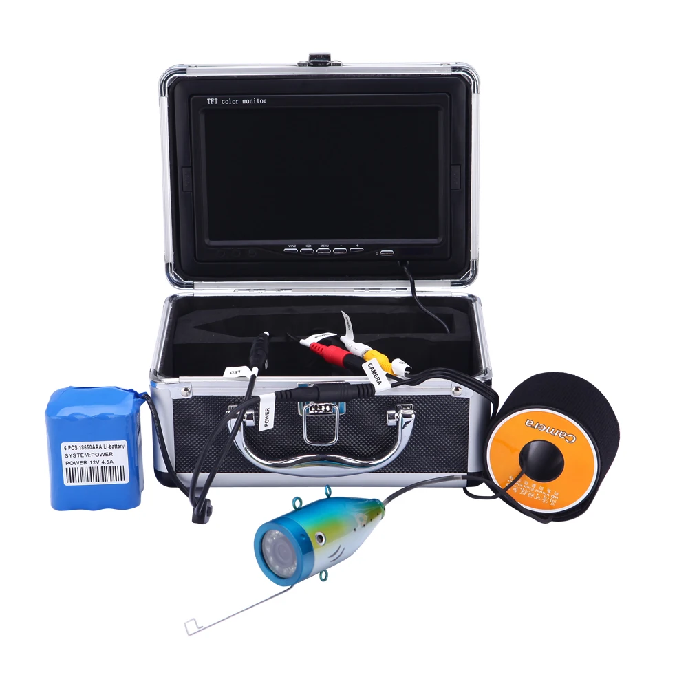 Продажа WF01 12V 4500MA подводная рыболовная камера с литиевым аккумулятором большой емкости, портативная камера для поиска рыбы HD 1200 TVL с инфракрасным св...