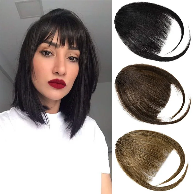 

Kong&Li White Black Brown Gold Fake Fringe Clip In Blunt Bangs Synthetic Hair Extensions With High Temperature Fiber