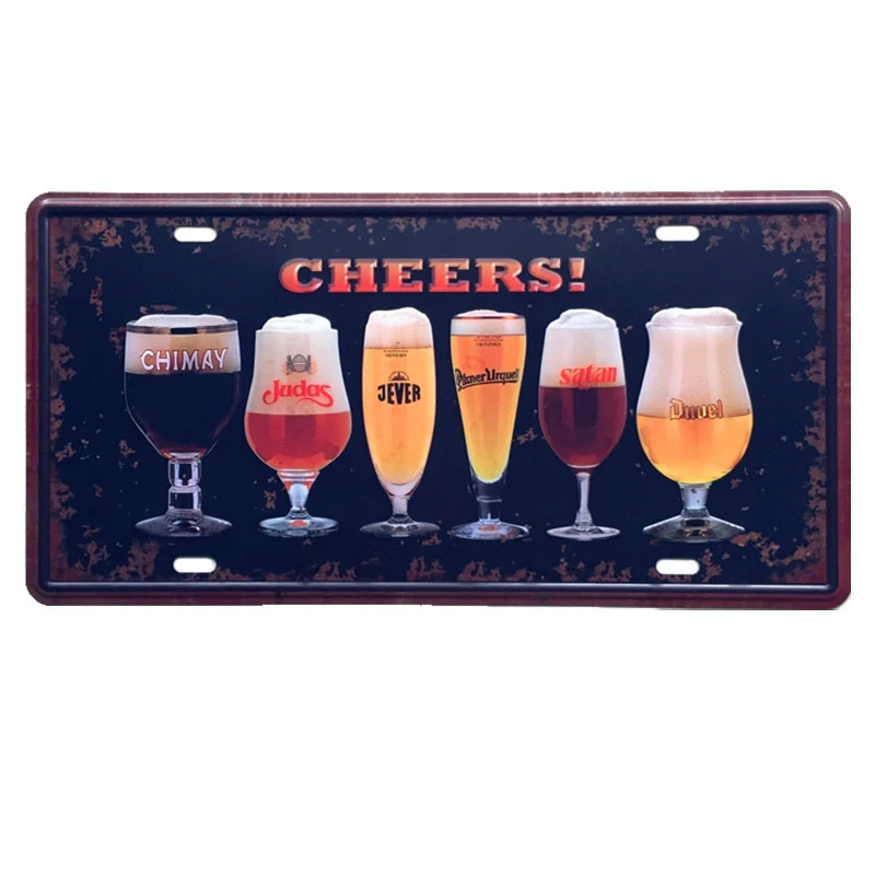 Beer Tin Sign Metal Car Plate License Vintage Shabby Pub Bar Wall Plaques Posters Restaurant Rome Decor Hanging Paintings | Дом и сад