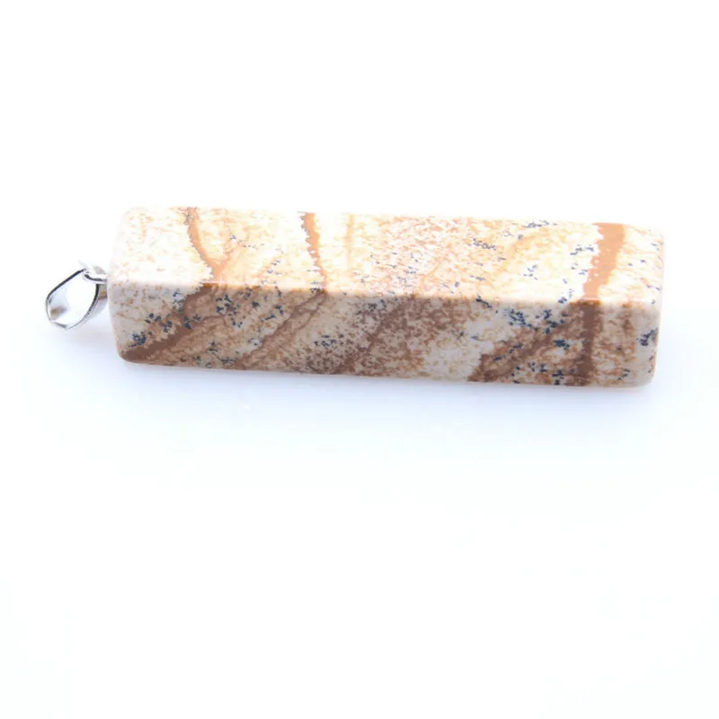 1PC Trendy Natural Picture Stone Pendant Geometric Rectangle DIY Fit Necklaces for Jewelry Making 12*55 Mm | Украшения и