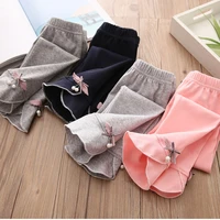 2022 autumn spring new korean 90 140cm 2 3 4 5 6 7 8 10 years kids cotton flared solid color baby leggings with pearls for girls