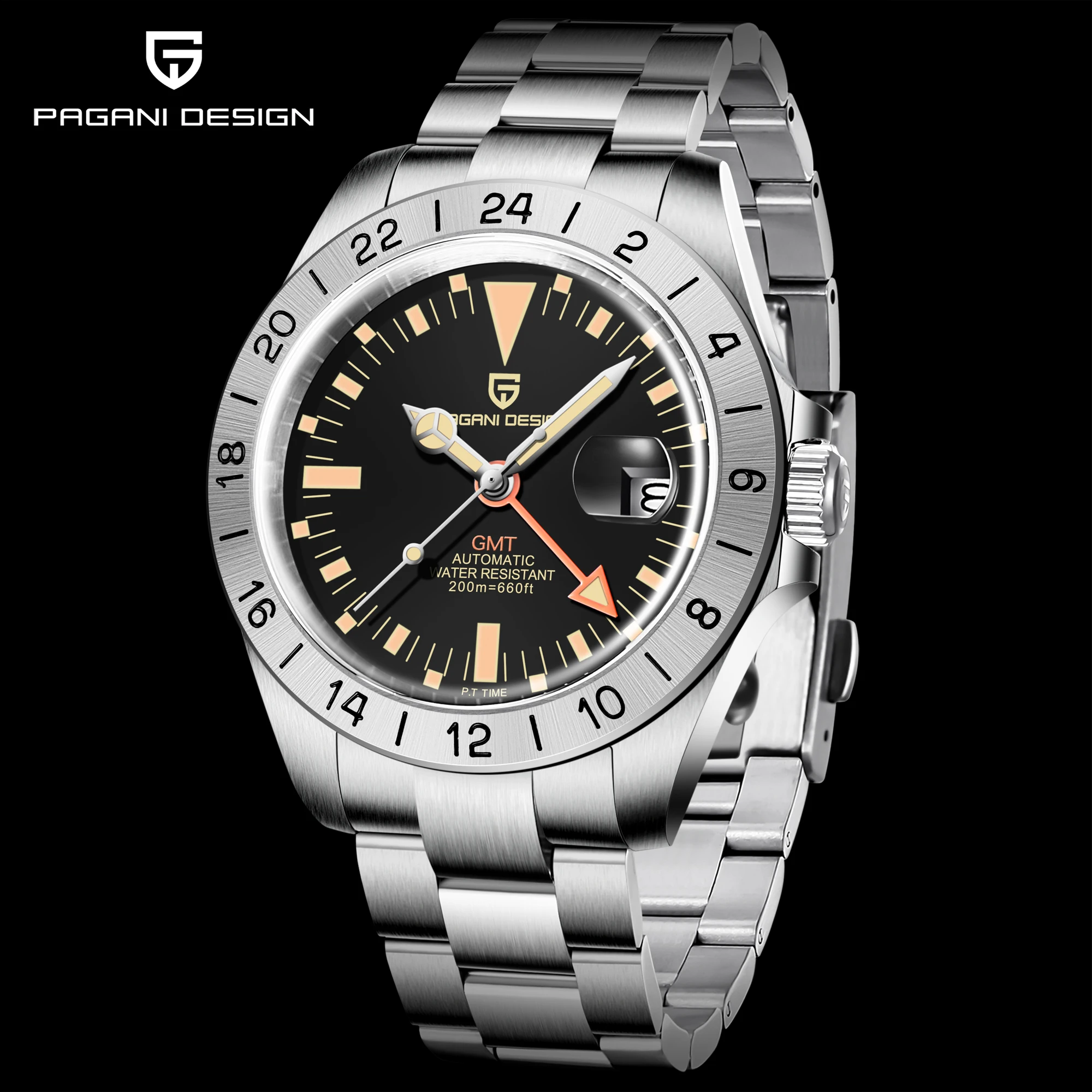 

2021 Top Brand Pagani Design New Men's GMT 200m Waterproof Mechanical Watch Stainless Steel 42mm Sapphire Watch Reloj Hombre