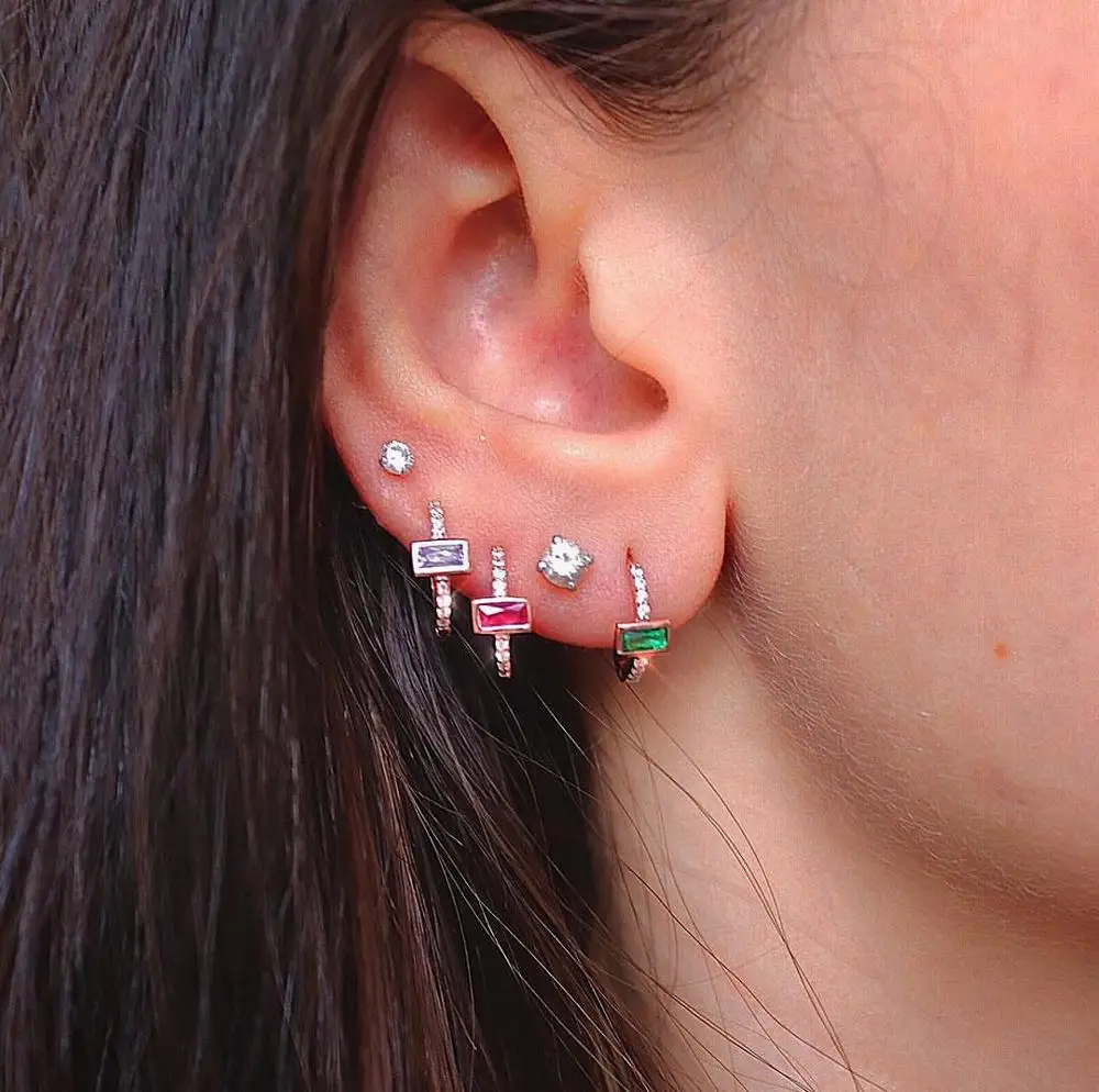 

Hot Euramerican Silvery Huggies Earrings Small Round Hoop Earrings Women's Hot Fashion simple Shiny Jewelry Gift