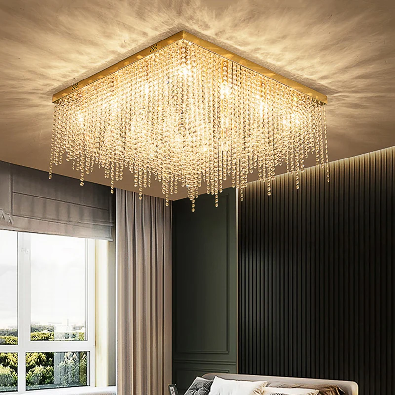

Gold Crystal Chandelier For Bedroom Living Room Luxury Home Decor Lamp Led Indoor Lighting Modern Light Fixture Cristal Lustre