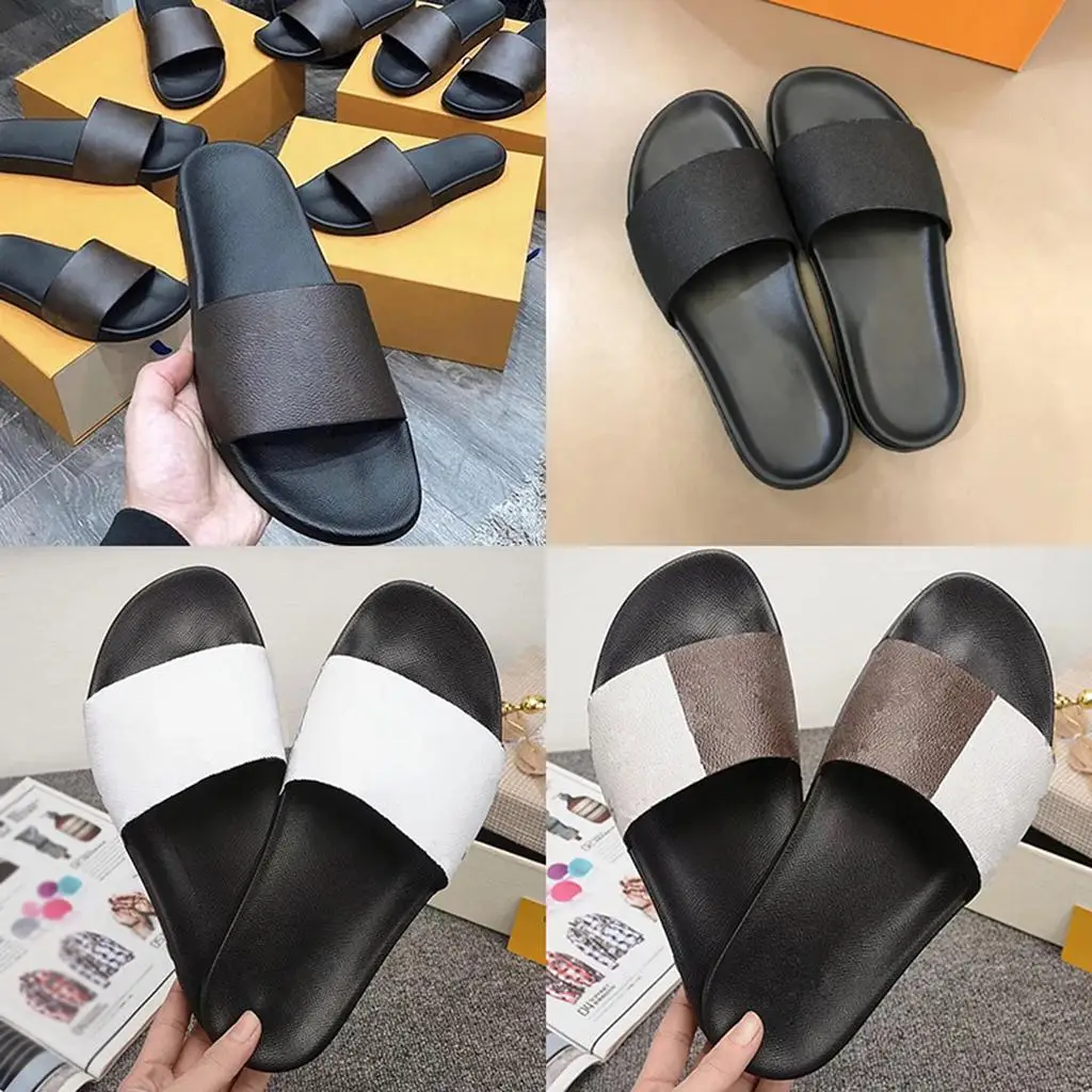 

2021ss Slipper WATERFRONT MULE Men Women Slides Sandals Designer Shoes Black Brown White Summer Flat Damier Graphite Rubber Flip