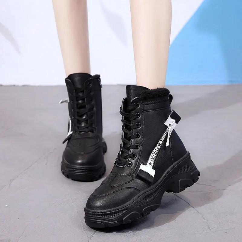 Зимняя обувь из искусственной кожи женские ботинки 2019 теплая Вельветовая зимние