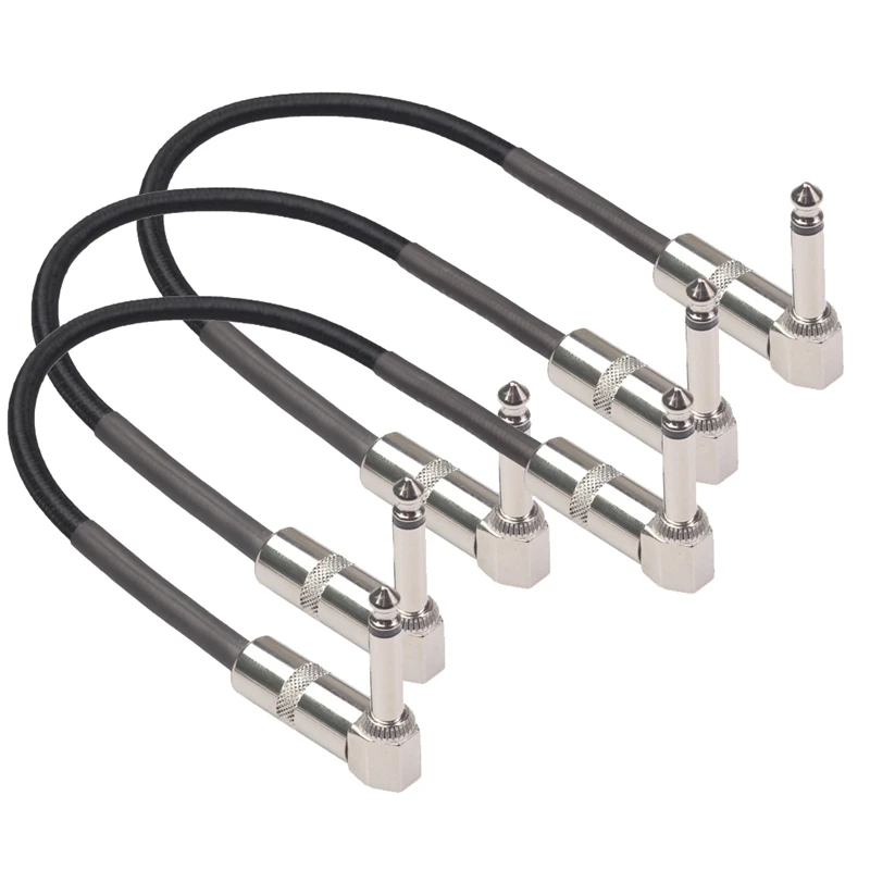 

3 Pack Guitar Effect Pedal Instrument Patch Cable Right Angle Braided Cable for Instrument Jumper Cables