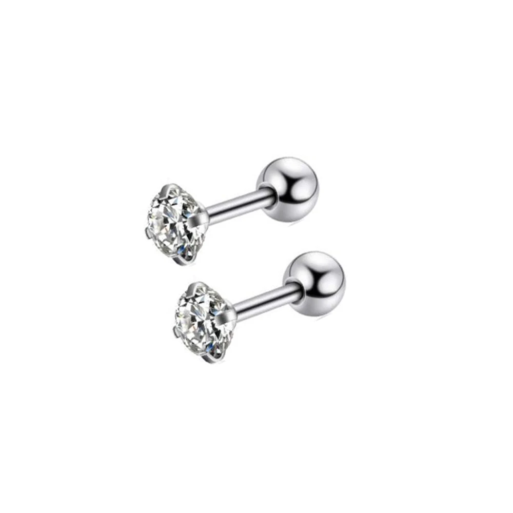silver 2pcs 1-6 пар серьги из нержавеющей стали для мужчин Поддельные Вилки туннели шпилька для уха спираль бар для женщин мужчин серьги-кольца - Окраска металла: silver 2pcs