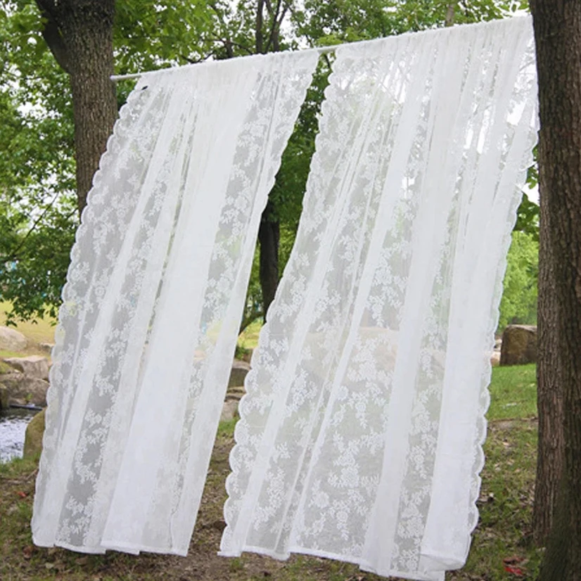 White Lace Curtain Window Mosquito Net Fly Screen Curtain for Bathroom Exterior Door Curtain Balcony Privacy Screen Pavions