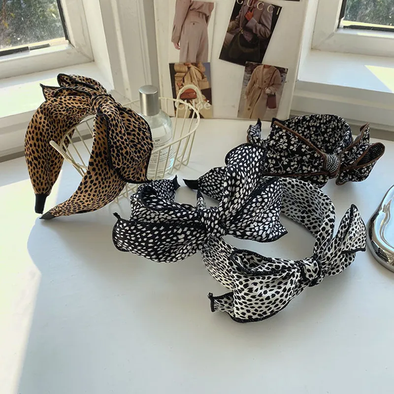 

Leopard Print Three-dimensional Multi-layer Big Bow Headband Fashion Hair Accessories Women Trend Wide-brim Hairbands Hair Hoop