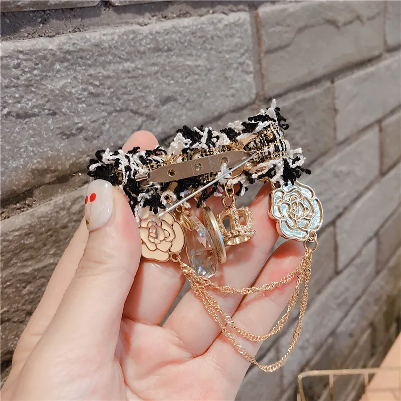 Newest Arrival Black White Camellia Fower Brooch Antique Handmade Korea Style Fabric Brooches Pin Lapel | Украшения и аксессуары