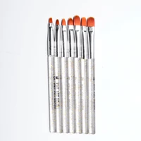 7pcs nail art uv gel painting drawing brushes glitter acrylic flat brush drawing pen manicure tools nail draw paint tool