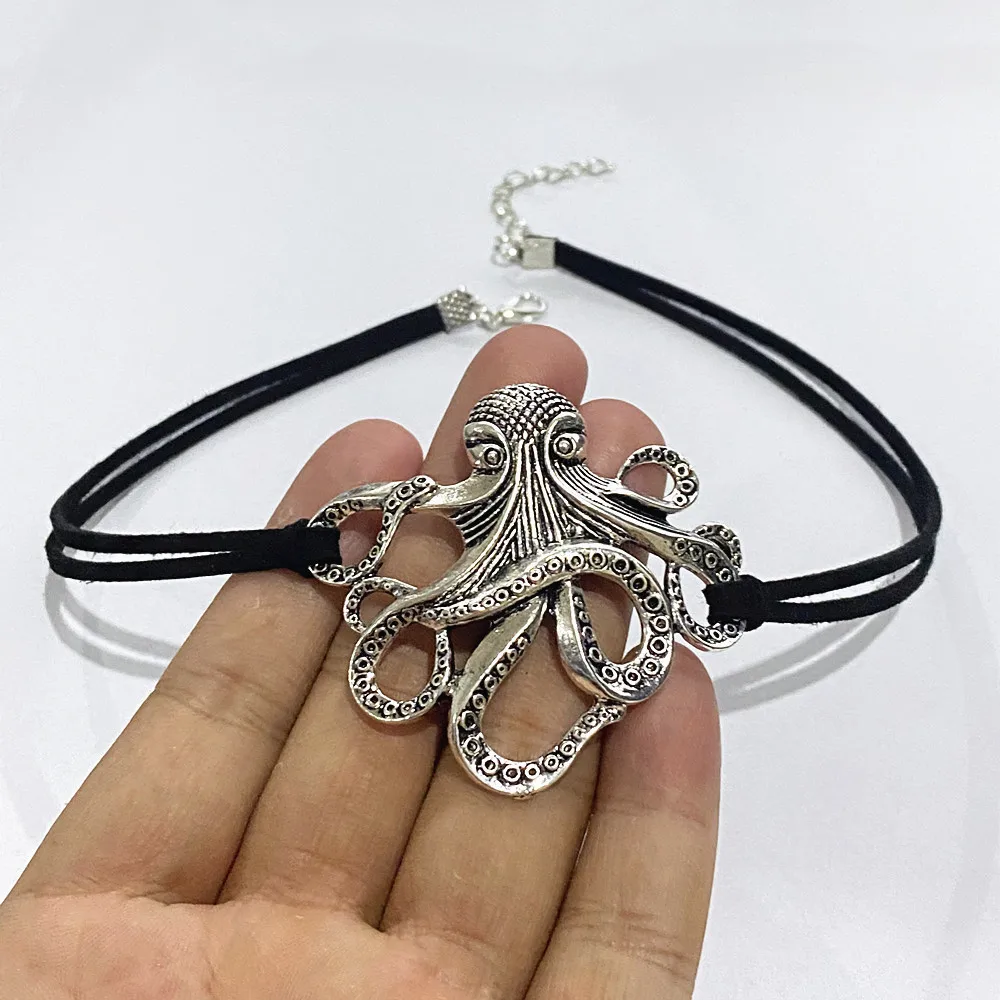 Модная цепочка Cthulhu ожерелье с осьминогом длинная в стиле ретро Черная веревка