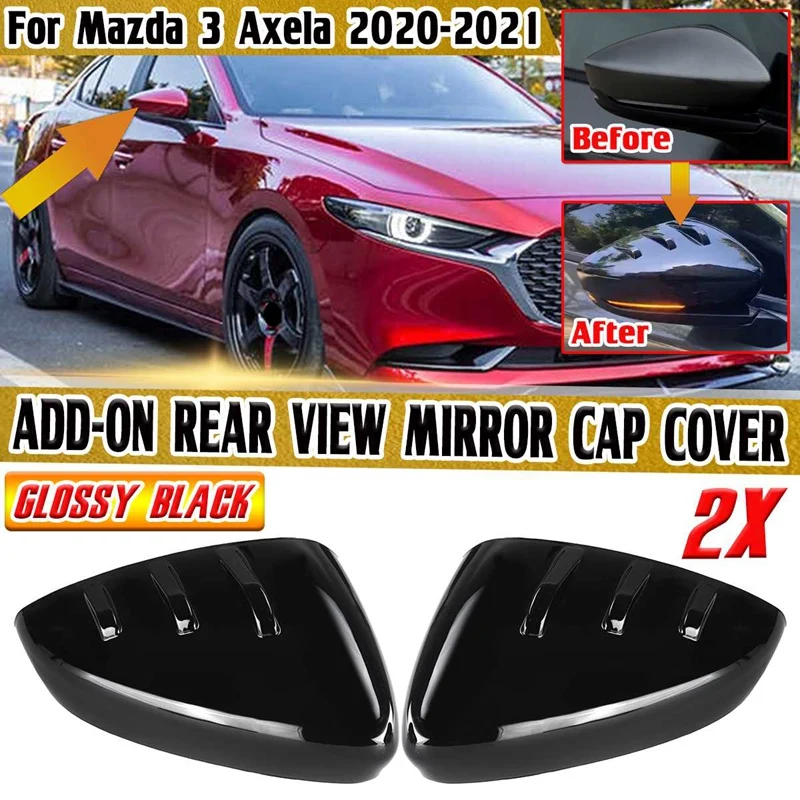

Car Rear View Rearview Side Glass Mirror Cover Trim Frame Side Mirror Caps for Mazda 3 Axela 2020-2021