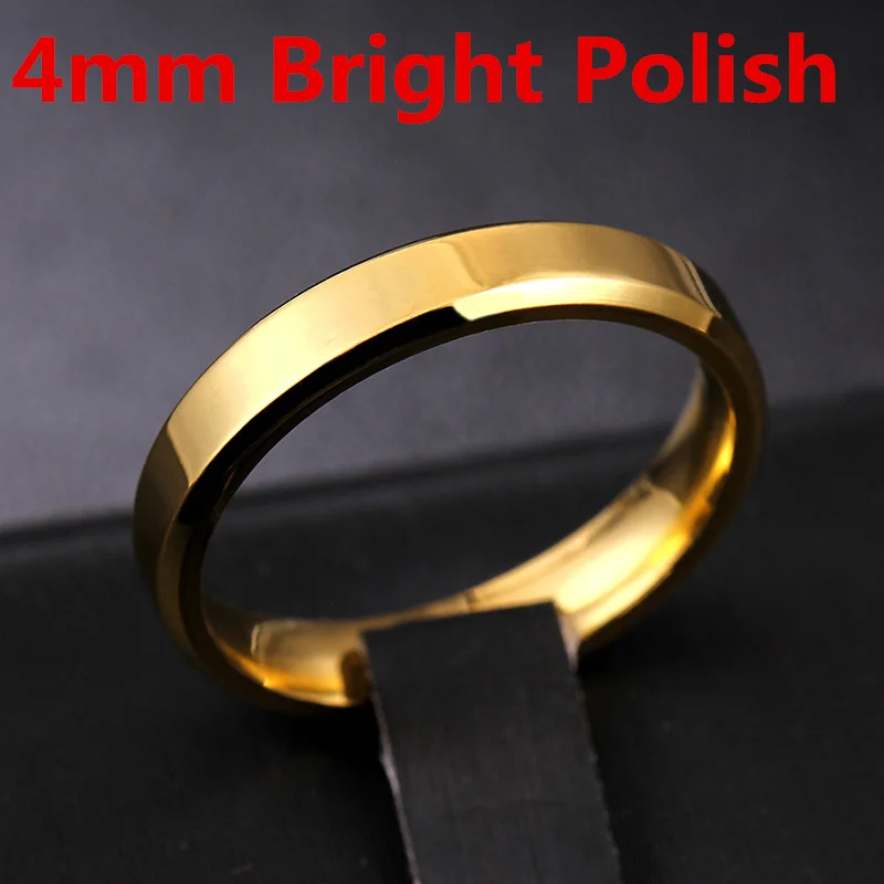 4mm Bright Gold 4 мм 6 мм золото нержавеющая сталь пара кольцо для мужчин и женщин - Цвет основного камня: 4mm Bright Gold