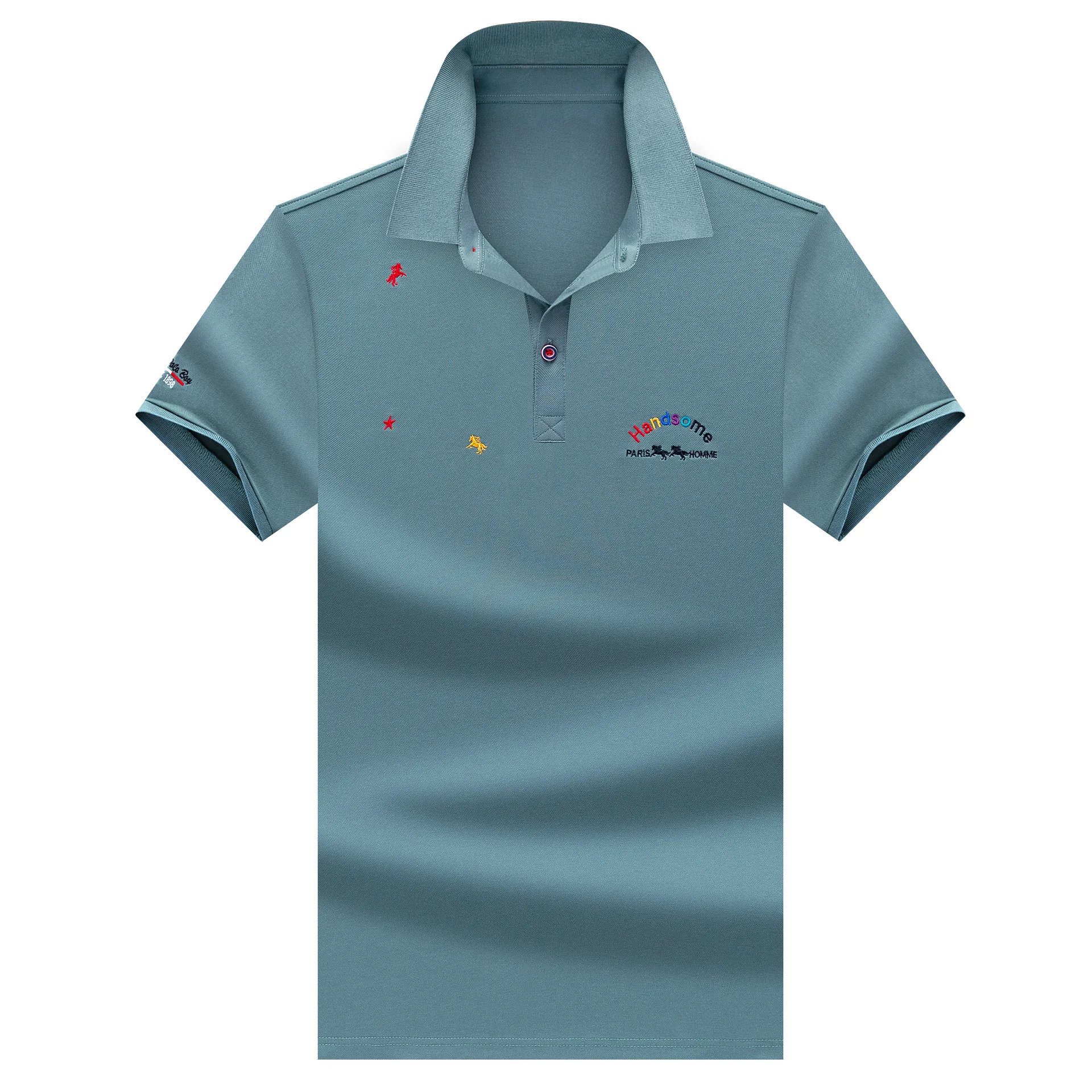 Мужская рубашка-поло брендовая многогранная рубашка с коротким рукавом и