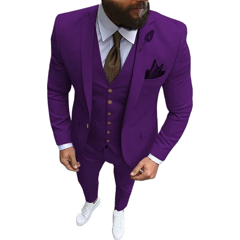 

New Arrival One Button Groomsmen Notch Lapel Groom Tuxedos Men Suits Wedding/Prom Best Blazer ( Jacket+Pants+Vest+Tie) C281