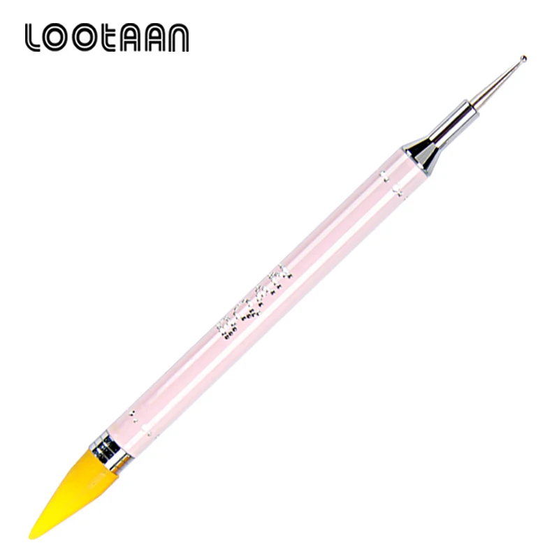 Lootaan 1 шт. 2 головы воск для очистки ногтей Стразы гель-аппликатор Уход за ногтями Декор Аксессуары двойной конец