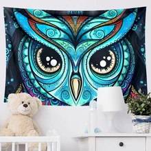 Tapiz de pared con Mandala, tela de búho, macramé, Alfombra de brujería estética para colgar en la pared, manta de playa, decoración de habitación Bohemia (1)