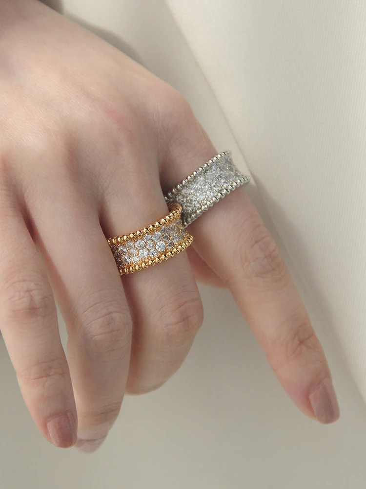 

Brass With 18 K Gold AAA Zircon Solid Rings Women Jewelry Punk T Show Designer Club Cocktail Party Japan Korea Fashion