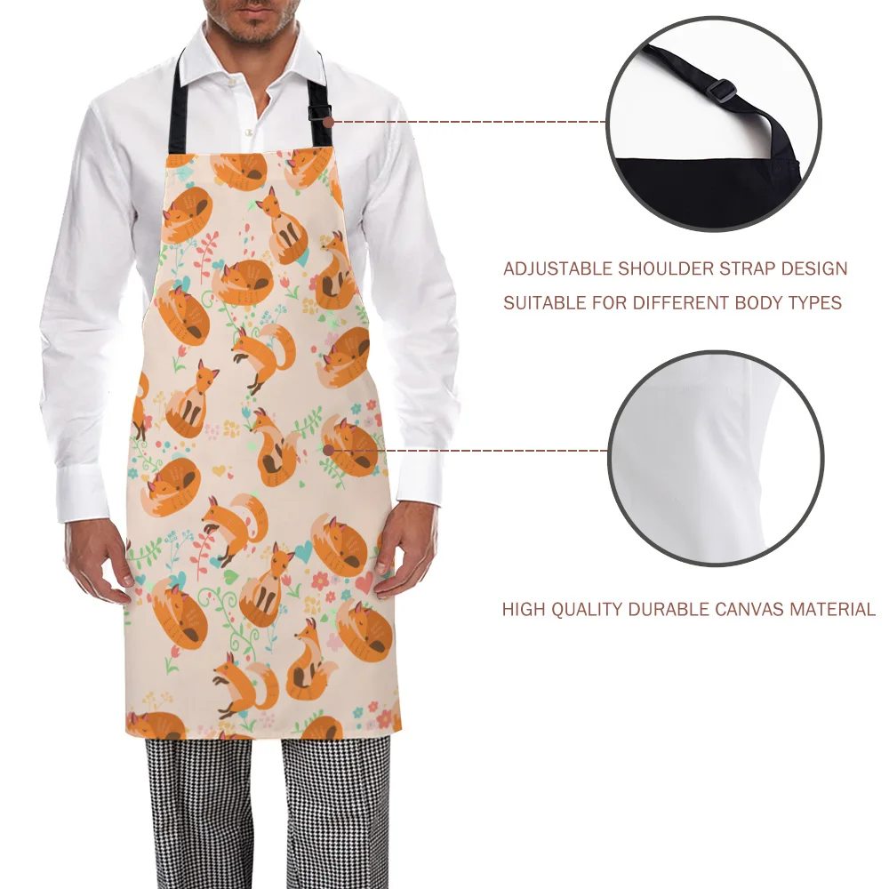 Tophome Кухонный Фартук животные из мультфильмов лиса напечатанные регулируемые
