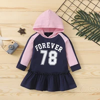 long sleeve baby girl hooded dress letter print toddler girl clothes casual ruffle girls dress cute hoodies sweatshirts dresses