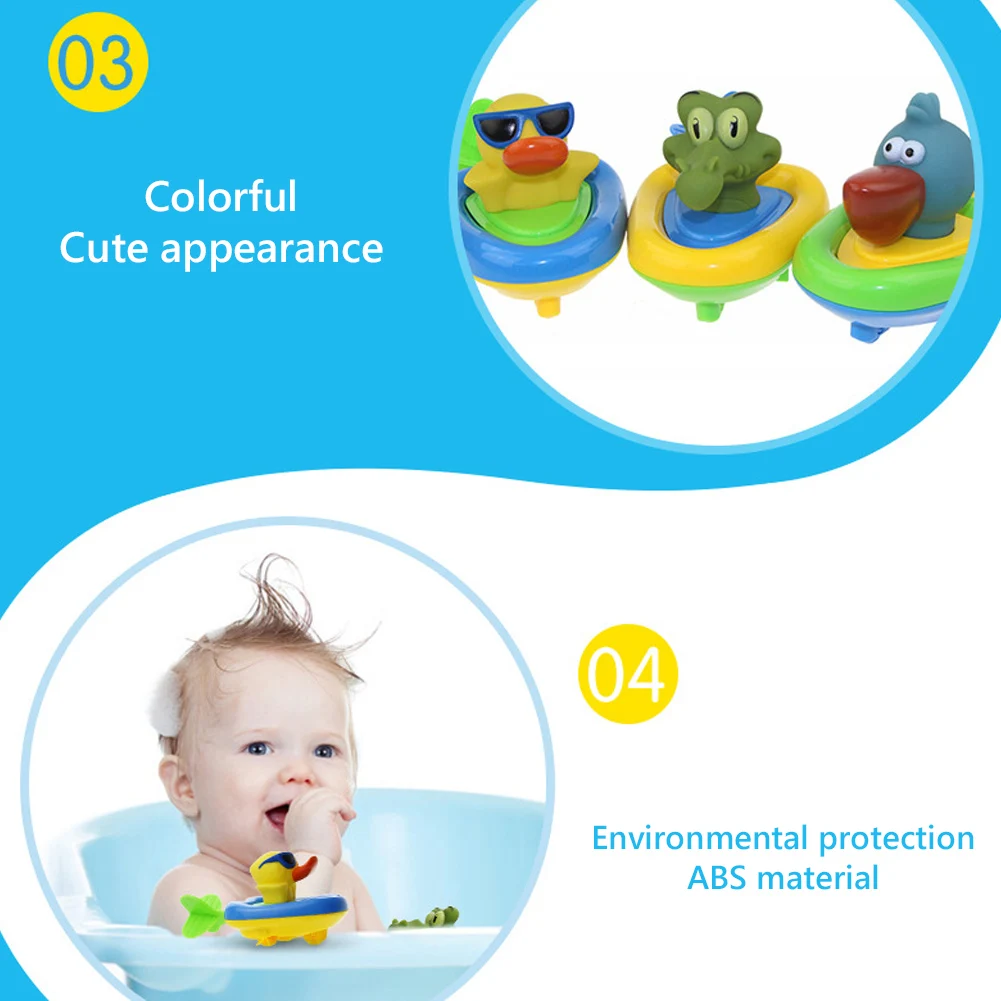 

Children Cute Cartoon Animal Paddle Boat Baby Bath Toy Pull Rope Spring Kids Tub Play with Water Toys Bath Toy Toddler Boy Toys