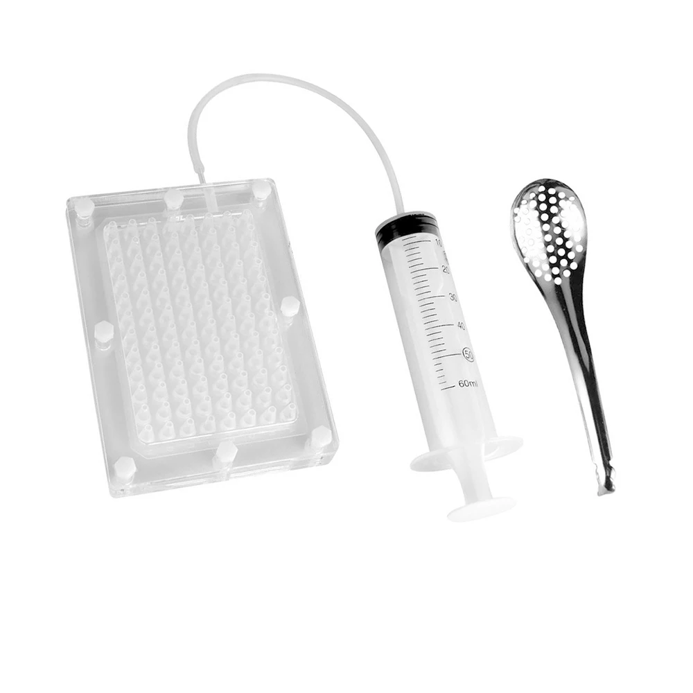 

Прочные фильтры для икры, ситечки, акриловые, с 96 отверстиями, контейнер для пищевых фильтров с ложкой для молекулярной кухни, кухонные прис...