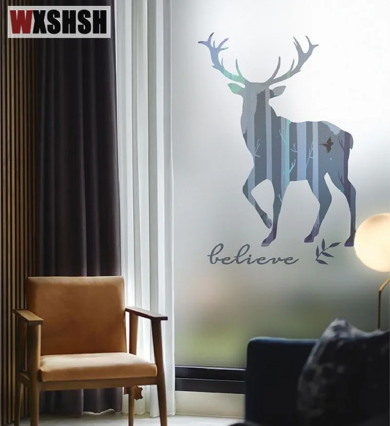 Статическая липкая оконная наклейка Индивидуальный размер узор оленя частная