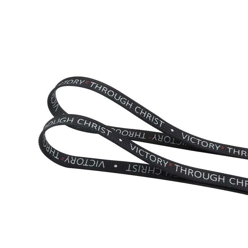 

8MM Top Shoelaces "VOCTORY THROUGH CHRIST" Letter Printing Decorative Shoe Accessories Polyester Ropes For Adult Kid