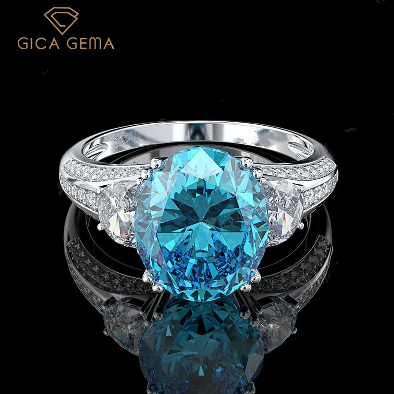 

GICA GEMA Trendy 925 Sterling Silver Created Moissanite Gemstone Birthstone Wedding Engagement Couple Ring Jewelry Wholesale