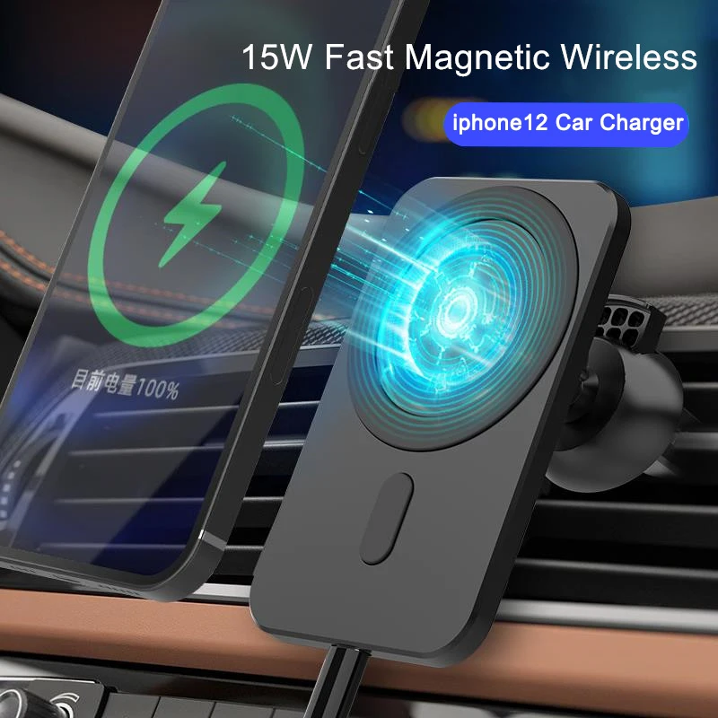

15W Magnetic Wireless Car Charger Mount for iPhone 12 12Pro Max HaloLock Magsafe Fast Charging Wireless Charger Car Phone Holder