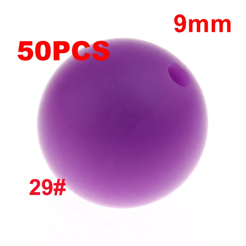 29 Lavender QHBC 50 шт. Силиконовые Круглые Бусины 9 мм Жемчуг Bpa бесплатно жевательные Детские Прорезыватели ожерелье аксессуары цепочка для соски DIY Уход игрушка Kralen - Цвет: 29 Lavender