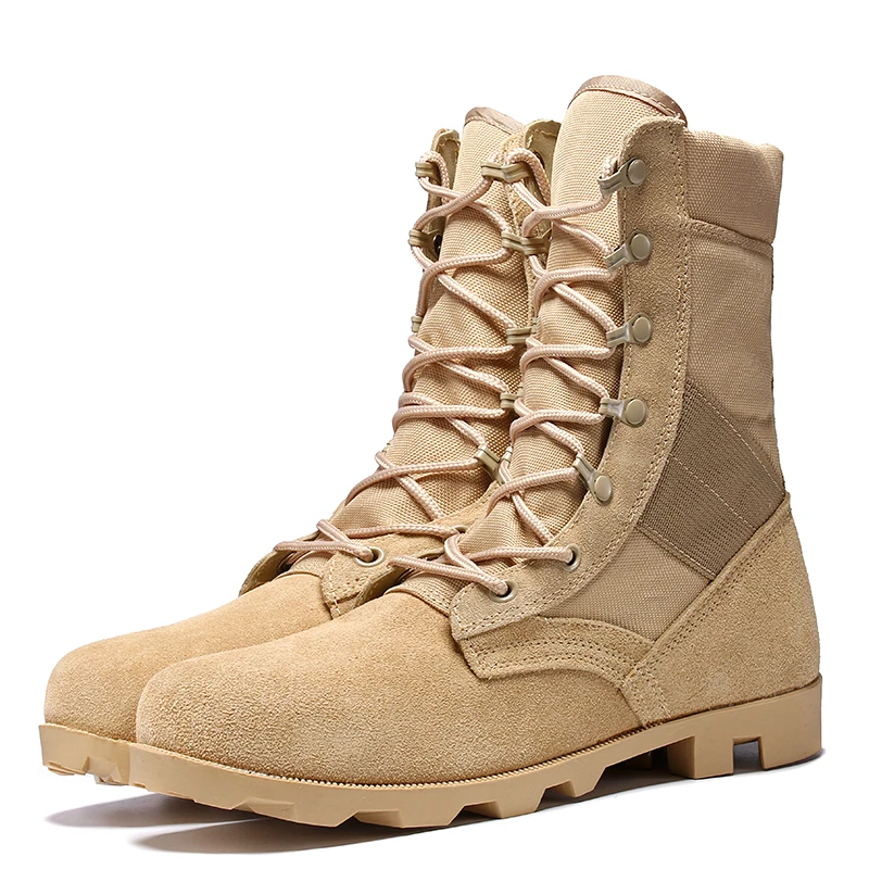 

FEBMOFL Autumn/Spring Men's Outdoor High Top Army Combat Boots Shoes Men Forces Military Tactical Desert Boots Botas Hombre