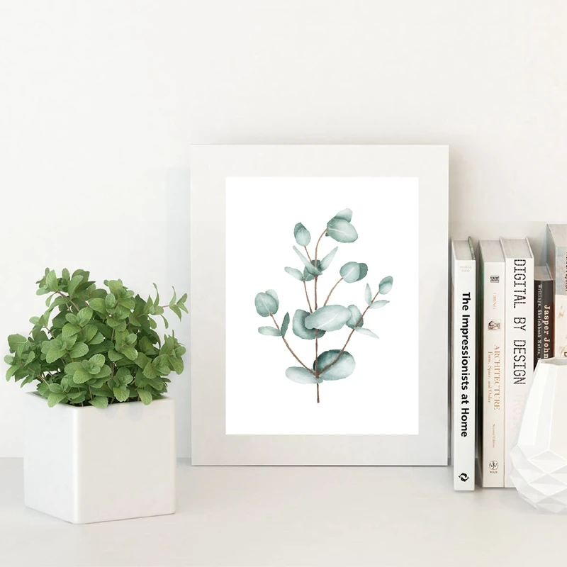 

Eucalyptus Watercolor Botanical Wall Art Canvas Painting Nordic Posters and Prints Green Plants Wall Pictures Home Room Decor