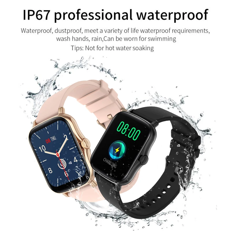 

2021 New Full Touch Screen Smart Watch Men Women IPX7 Waterproof Blood Pressure Heart Rate Fitness Tracker Smartwatch P8 Plus