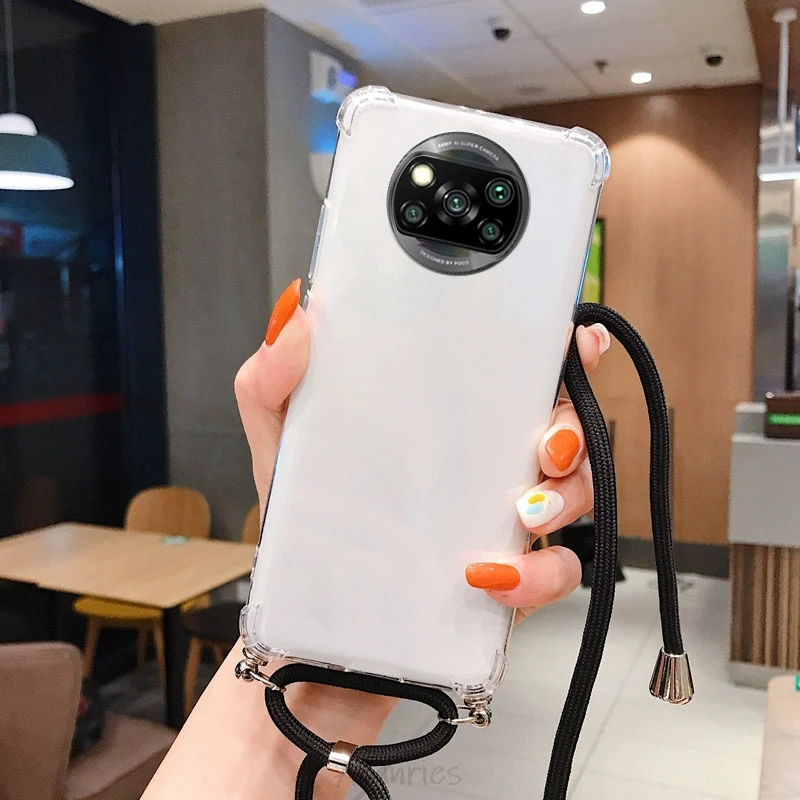 Прозрачный чехол для телефона с ремешком и Xiaomi Poco F3 x3 Pro nfc x 3 противоударный
