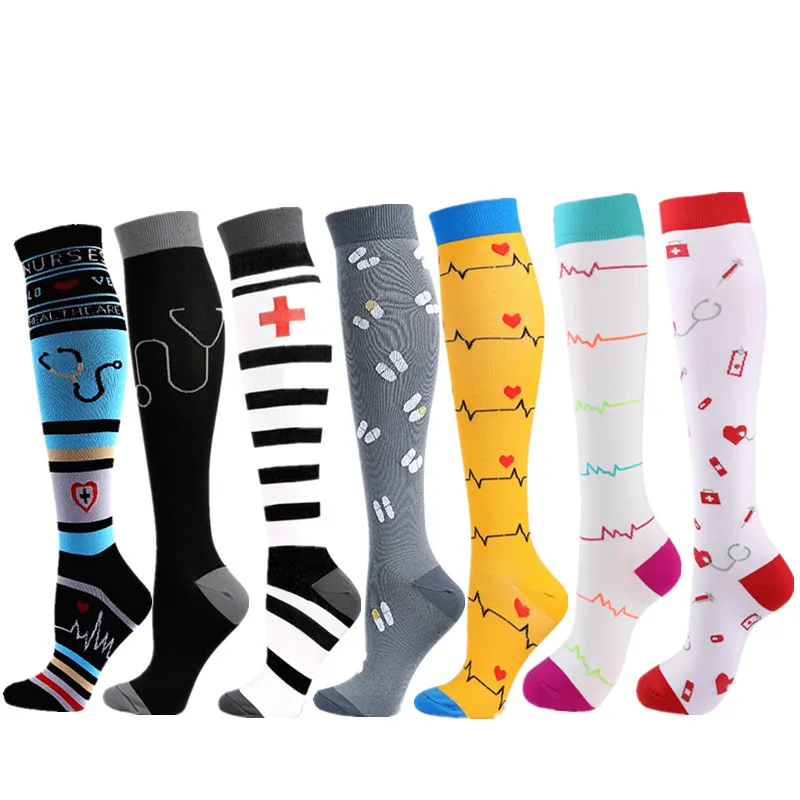 

58 Styles Compression Stockings New Funny Calf Pressure Socks Golf Tube Fit For Medical Nursing Outdoor Running Hiking For Nures