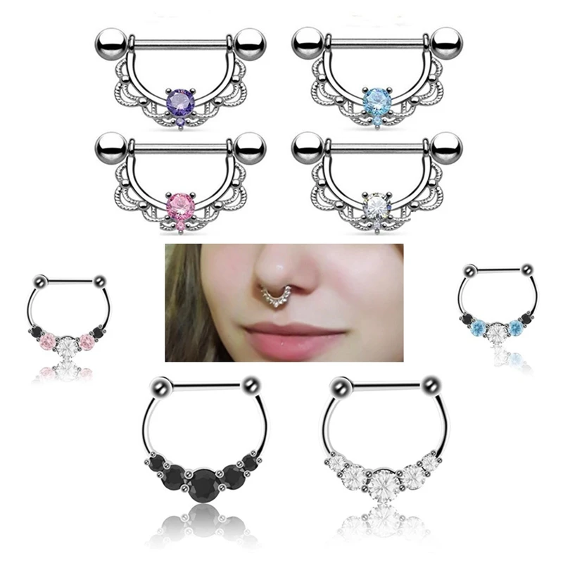 Для женщин Цветочный индийский Сережка для пирсинга носа кольца ниппель из