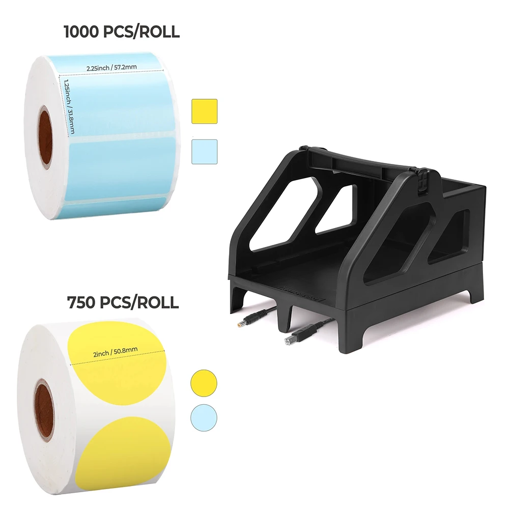 

MUNBYN Plastic Black Paper Holder Yellow Blue Thermal Paper Label/ Rectangular Round Sticker Label For Office Home use