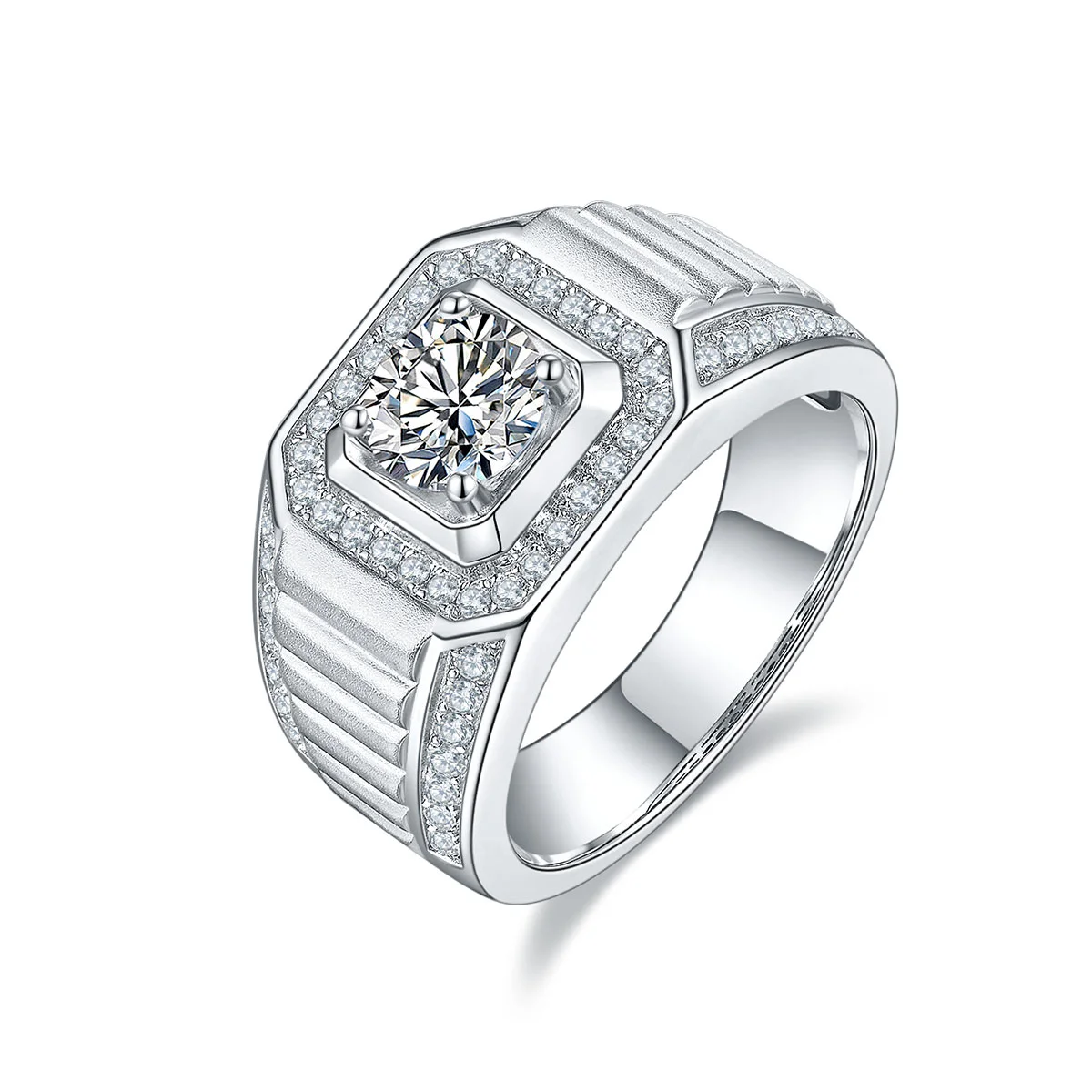 

Wholesale Lot Custom Mens S925 Silver Solid Jewelry Moissanite Diamond Ring With Certificate Manufacturer Direct Sale