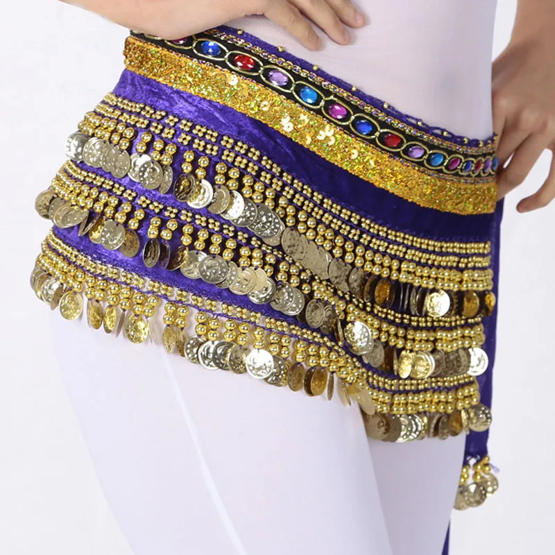 

Bellydance Scarf Indian Dance Accessories Practice Performance Waist Chain 248 Double Row Color Drill Belt