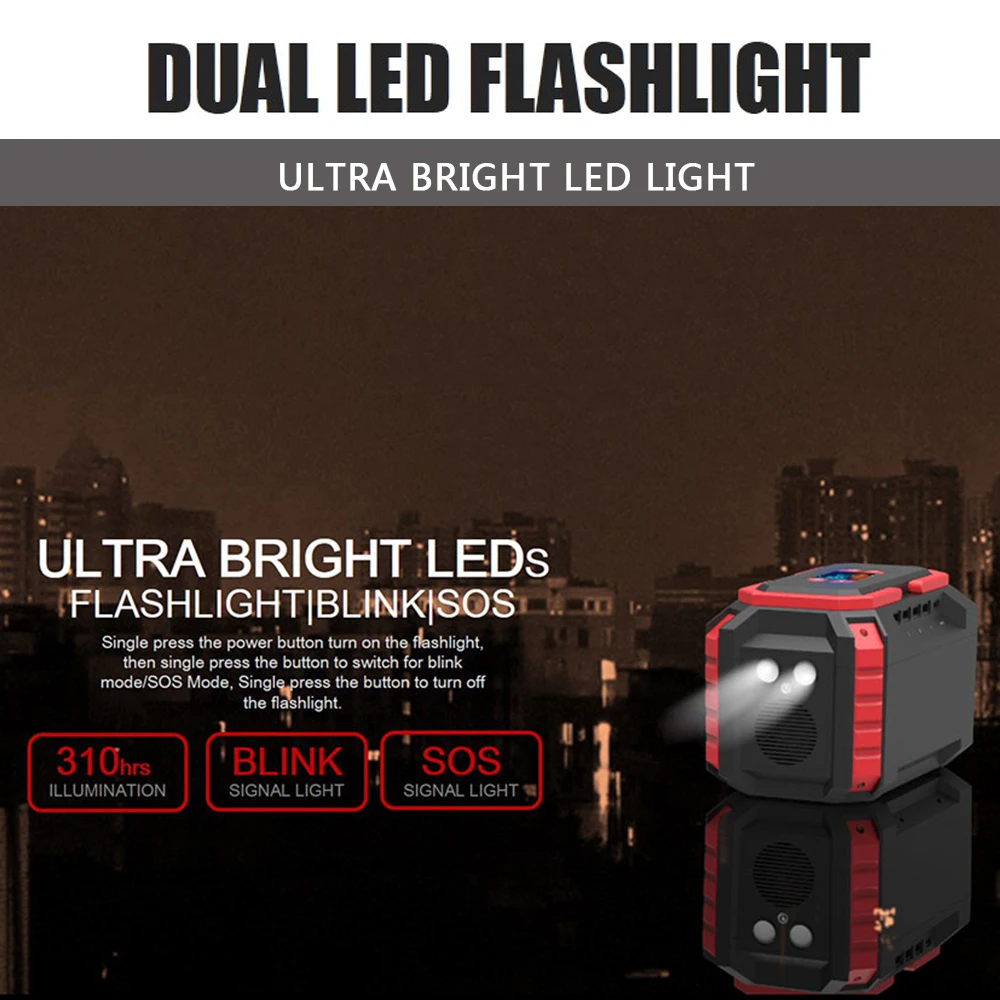 

Portable Power Station 222 WH Solar Power Supply Solar Generator AC DC USB Multi-Function Power Bank With LED Light