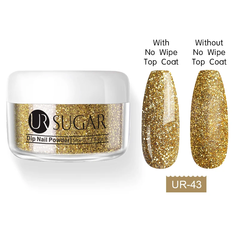 UR-43 Ur Sugar погружающаяся пудра для ногтей матовый эффект Блеск Пигмент натуральный сухой хром для гель-дизайна ногтей украшения маникюра 5 мл - Цвет: UR-43
