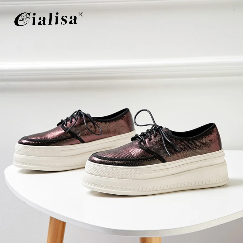 Jual Kanseet Wedges Sepatu Putih Sepatu Wanita Baru Platform Kulit Kasual Hak Tinggi Pompa Wanita Musim Semi Musim Gugur