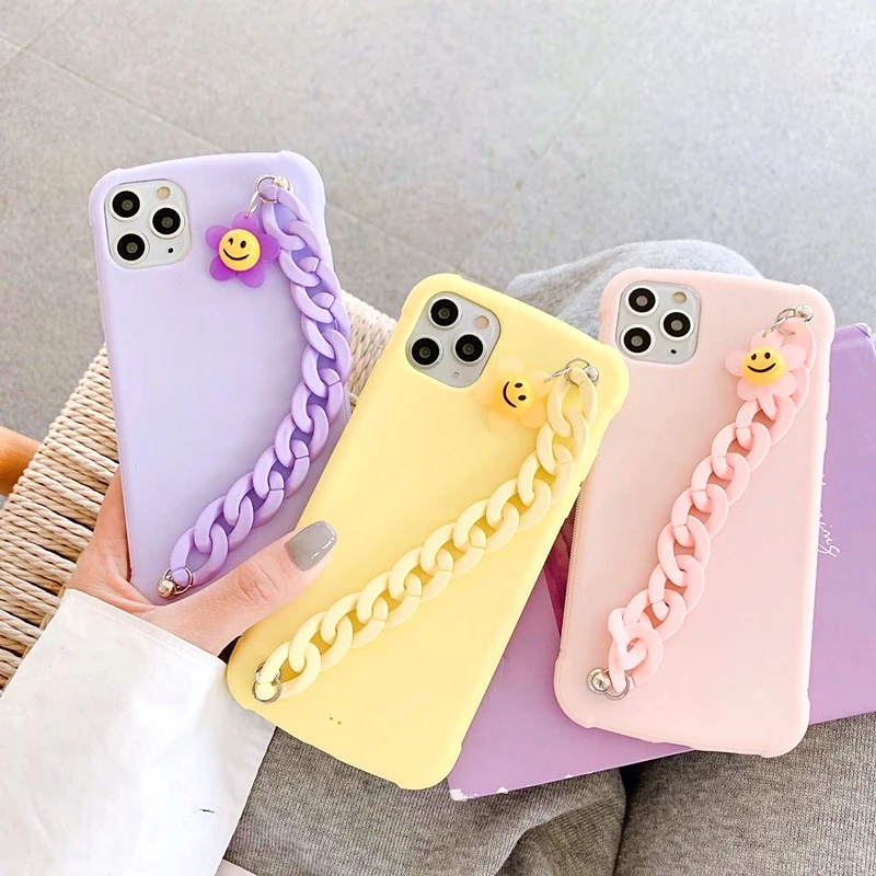 Милый чехол для iphone 11Pro MAX 7 8Plus X XR XS Max SE с подвеской от солнца и цветком на запястье